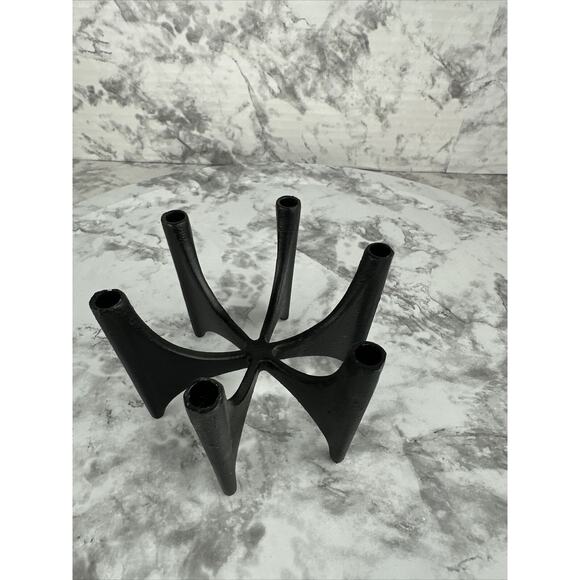 Jens Quistgaard Dansk Danish Modern MCM Fiesta Iron 6 Skinny Tapper Candelabra - Picture 2 of 7